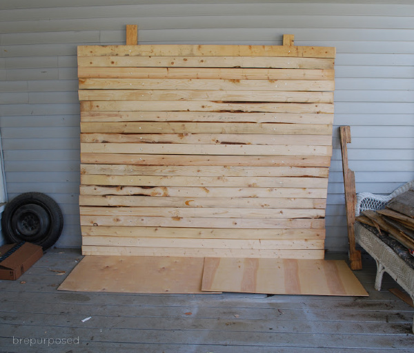 Built Wood Wall Before Staining and Distressing