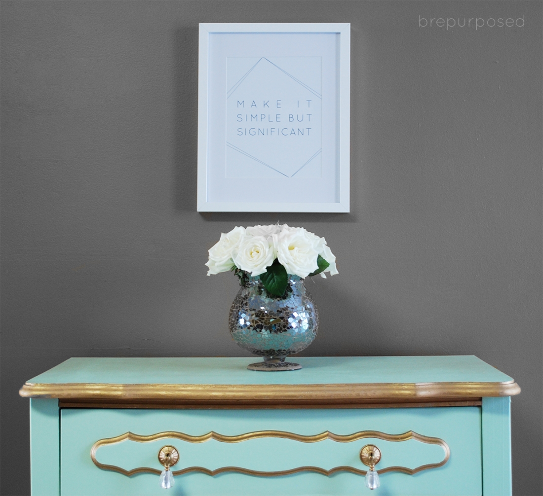 Mint and Gold French Provincial Dresser