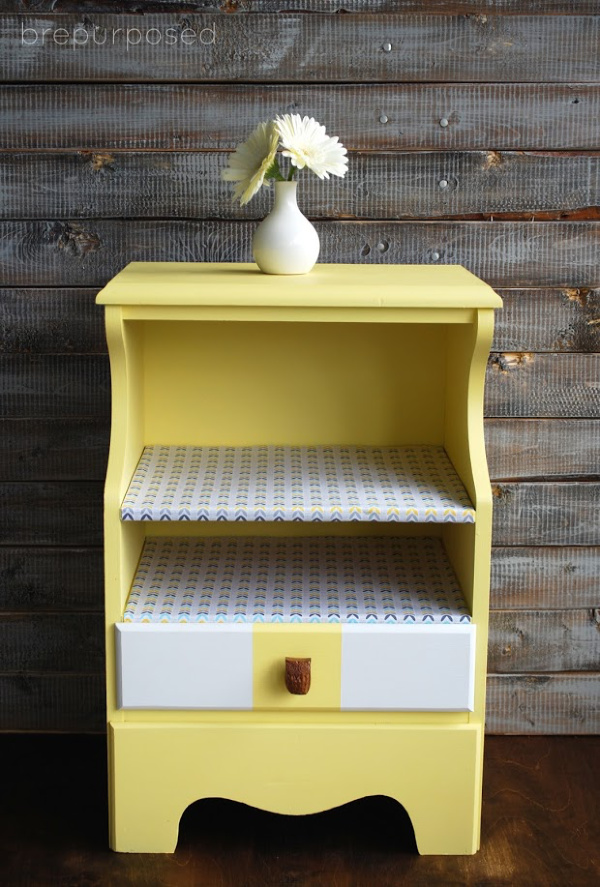 Yellow Painted Shelf With Owl Knob