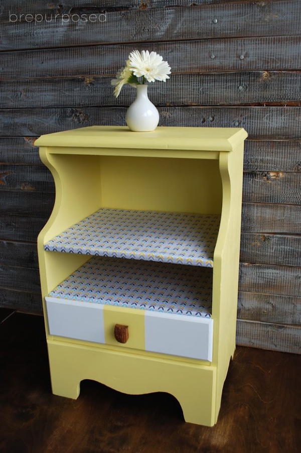 Yellow Owl Stand Makeover with Fabric