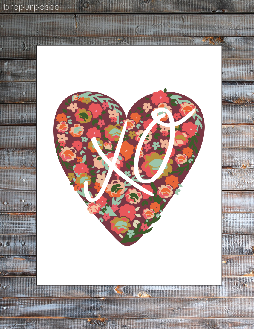 Free Floral Heart Printable from Brepurposed