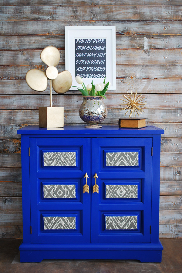 Blue and Fabric Cabinet