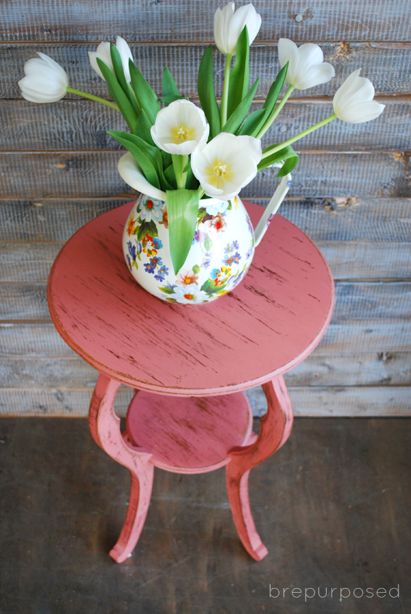 Distressed Pink Table Makeover
