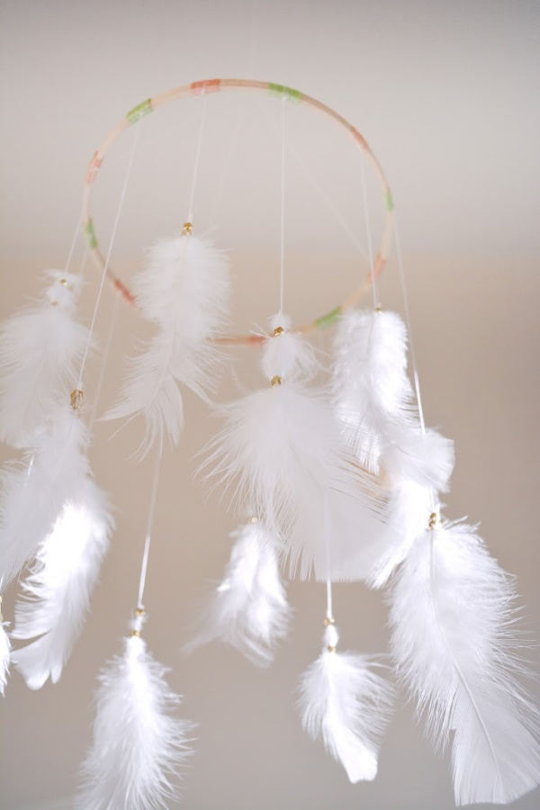 DIY feather mobile