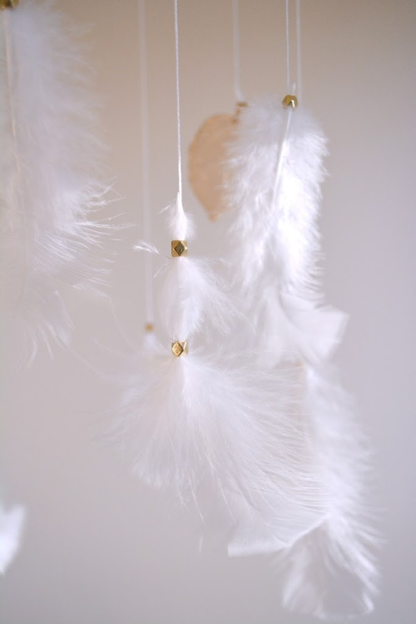 feather and beads mobile