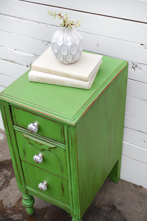 shabby chic green side table