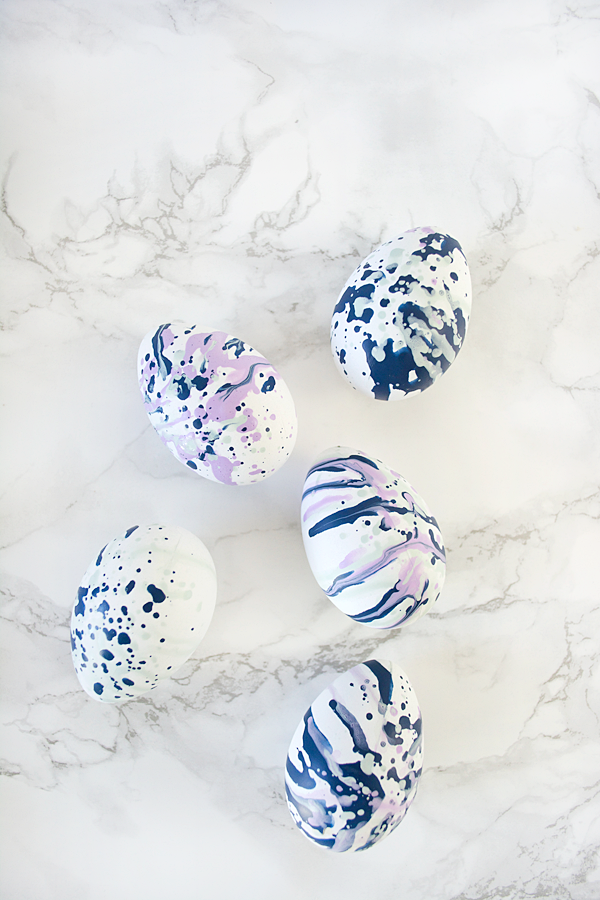 Modern splatter painted easter eggs