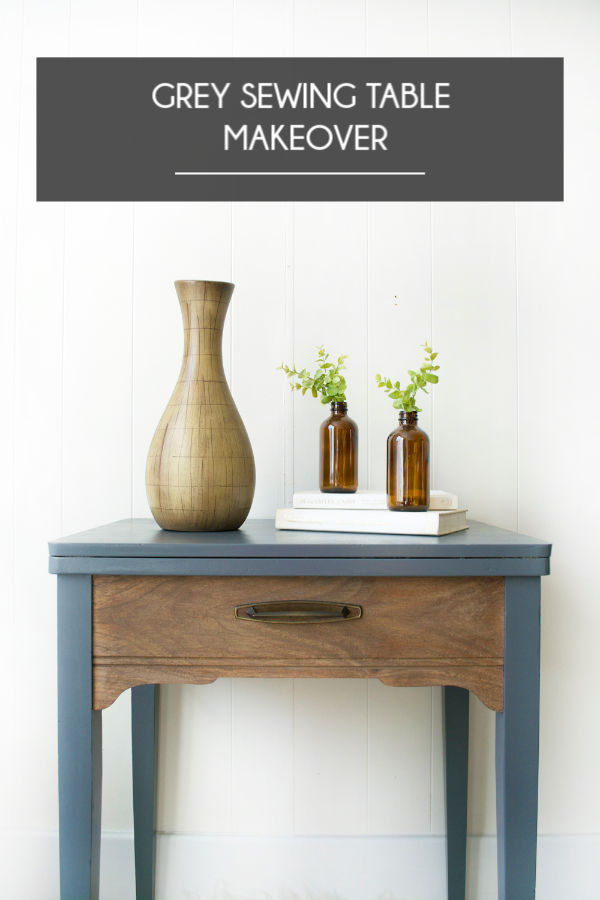 Satin Grey Sewing Table Makeover with DecoArt Satin Enamel Paint