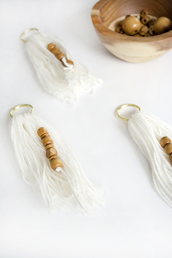 DIY tassel Keychain With Wood Beads