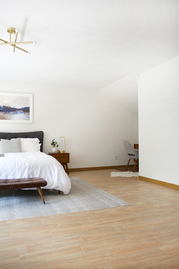 Wood Look Tile in a Modern Boho Bedroom
