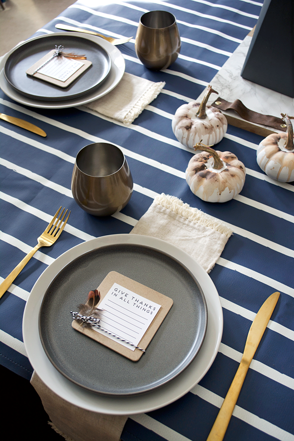Neutral and Modern Fall tablescape decor