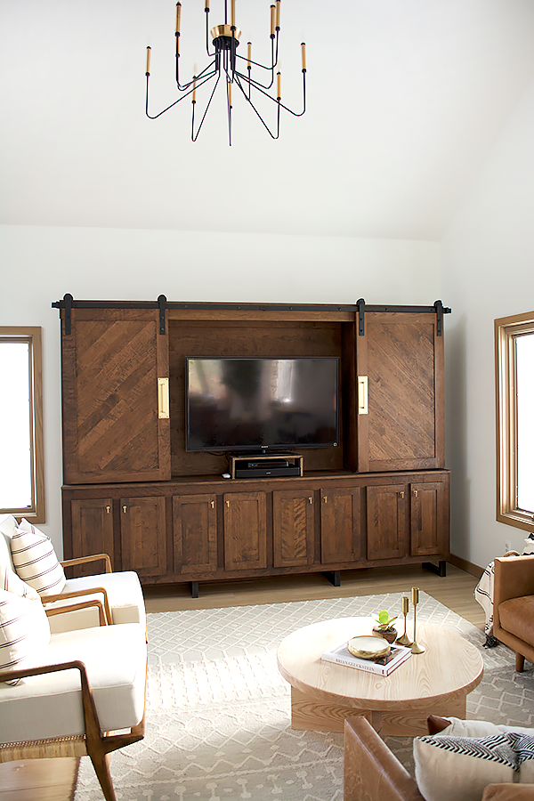 Wood Tv Stand with sliding barn doors