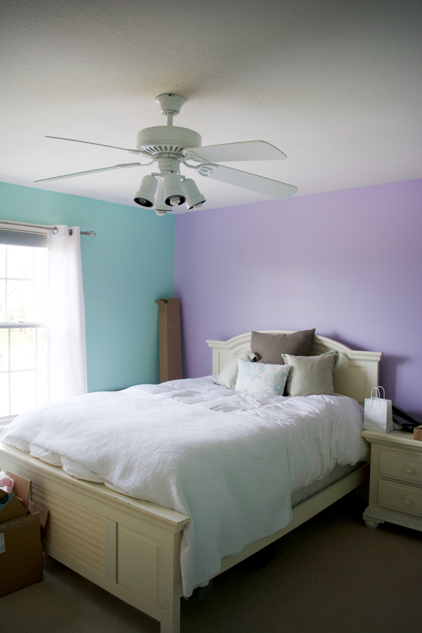 A dated bedroom before a makeover
