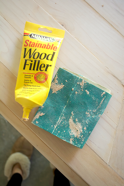 Minwax Stainable Wood Filler on a new wood top for a dining room table