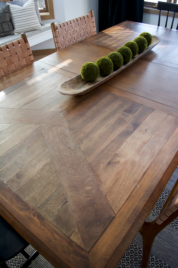 Modern Wood Pattern on Dining Room Table Top