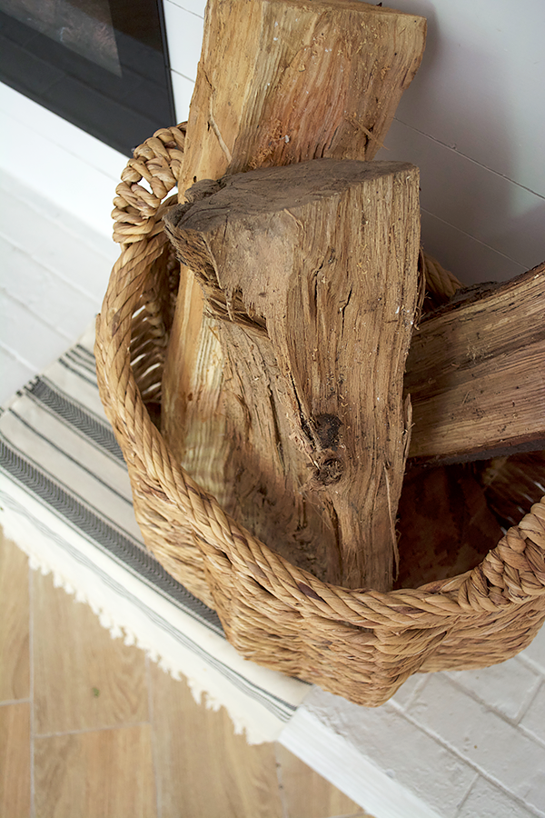 Firewood on Mantel in basket