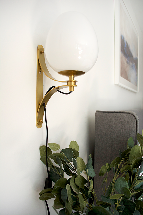 Bedside Brass Wall Sconce with Plug