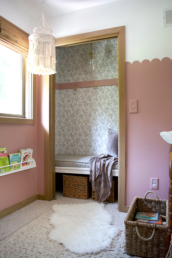 How to Turn a Closet into A Reading Nook With a Bench