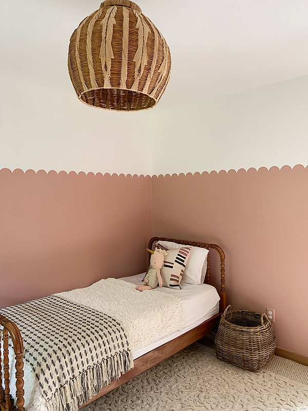 Pink Scalloped Wall in Girls Room