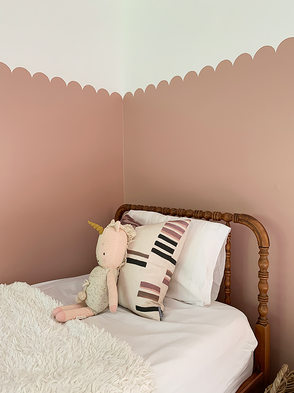 Retro Pink Wall by Behr with Scalloped Detail