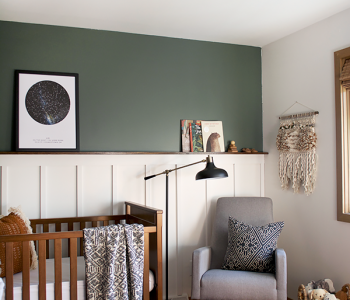 Modern and Vintage Boy's Nursery Reveal with a dark green accent wall